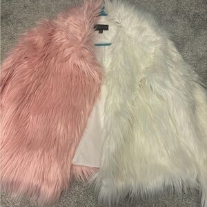 New Dolls Kill Pink and White Faux Fur Jacket Coat Top NYE